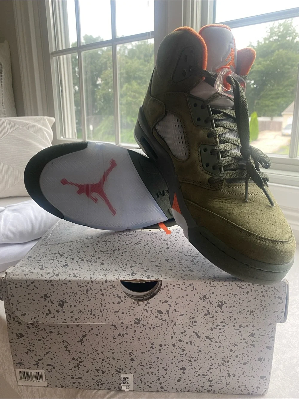 Jordan Olive Green and Orange Men’s Basketball Sneakers